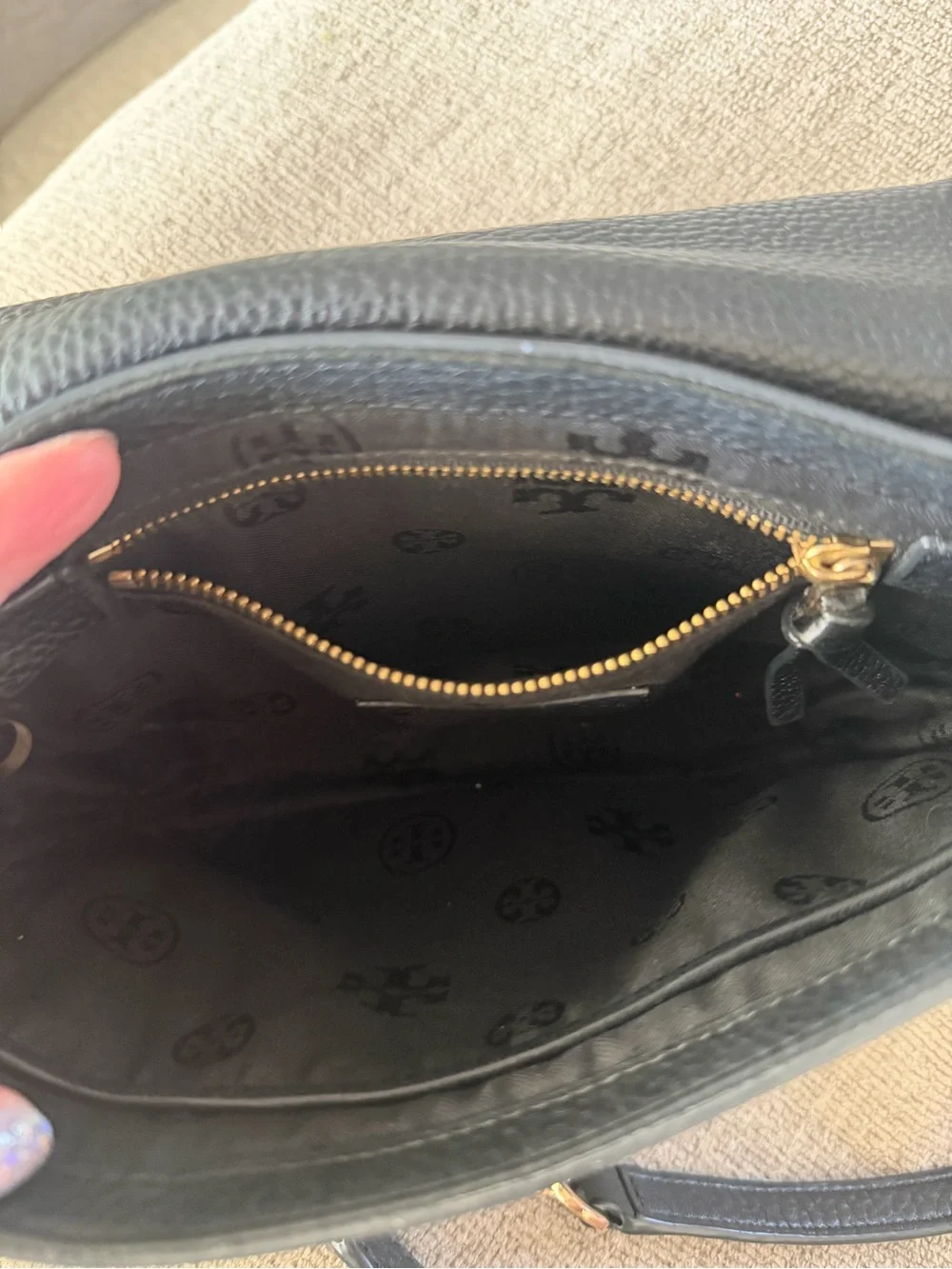 Tory Burch Marion Mini Black Soft Pebbled Leather Crossbody